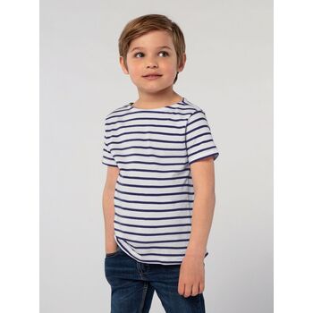 Футболка Miles Kids белая с темно-синим, размер 08Y