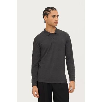 Рубашка поло мужская с длинным рукавом Perfect LSL Men серый меланж, размер 3XL