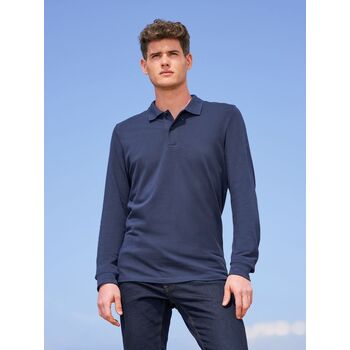 Рубашка поло мужская с длинным рукавом Perfect LSL Men серый меланж, размер L