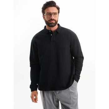 Рубашка поло оверсайз с длинным рукавом Heritage, черная, размер XXL