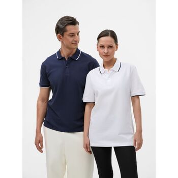Рубашка поло унисекс Palermo, белая с темно-синим, размер XL