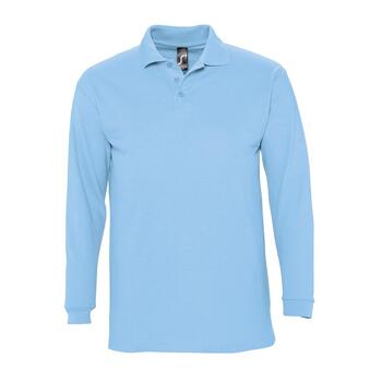 Рубашка поло мужская с длинным рукавом Winter II 210 голубая, размер XXL