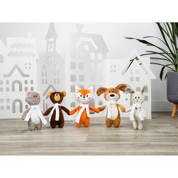 Мягкая игрушка Beastie Toys, заяц с белым шарфом