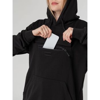 Худи унисекс с карманом на груди Chest Pocket, черное, размер XS/S