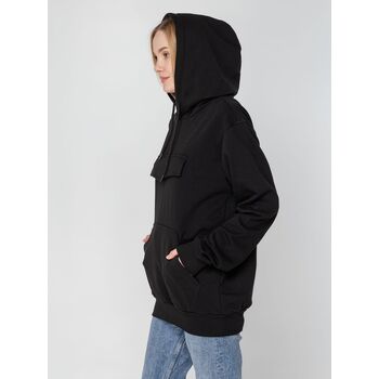 Худи унисекс с карманом на груди Chest Pocket, черное, размер M/L