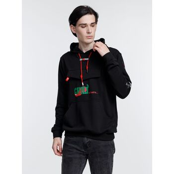 Худи унисекс с карманом на груди Chest Pocket, черное, размер M/L