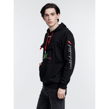 Худи унисекс с карманом на груди Chest Pocket, черное, размер M/L