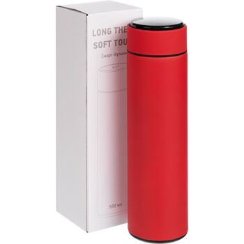 Смарт-бутылка с заменяемой батарейкой Long Therm Soft Touch, красная, без пакета