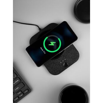 Кружка с подогревом и беспроводной зарядкой dualBase plus, черная