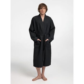 Халат вафельный Kimono, черный, размер XL/XXL