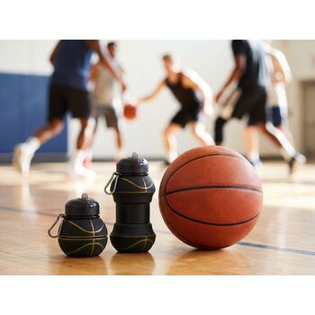 Складная бутылка для воды Basketball Flex, черная