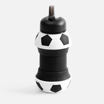 Складная бутылка для воды Football Flex, белая с черным