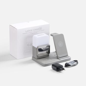 Зарядная станция с электронными часами и подсветкой Large Charge ver.3, серая