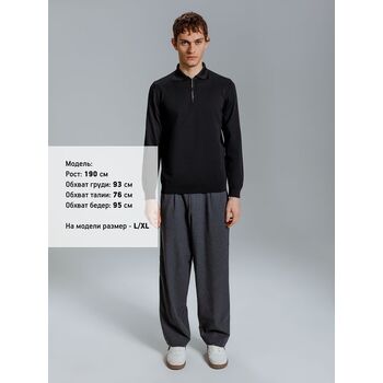 Рубашка поло мужская с длинным рукавом Terrazzo, черная, размер L/XL
