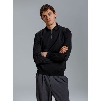 Рубашка поло мужская с длинным рукавом Terrazzo, черная, размер L/XL
