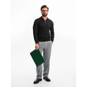 Рубашка поло мужская с длинным рукавом Terrazzo, черная, размер L/XL