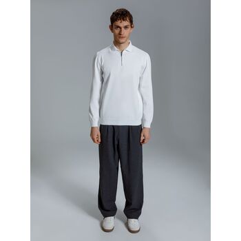 Рубашка поло мужская с длинным рукавом Terrazzo, белая, размер L/XL