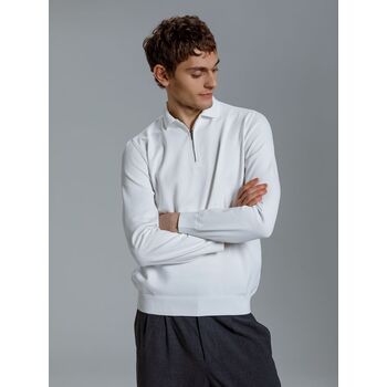 Рубашка поло мужская с длинным рукавом Terrazzo, белая, размер 2XL/3XL