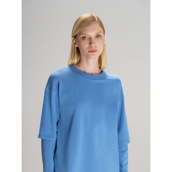 Футболка оверсайз с двойным рукавом Kosmos, синяя, размер XL/XXL