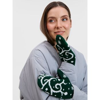 Варежки Adventino, темно-зеленый с молочным, размер L/XL