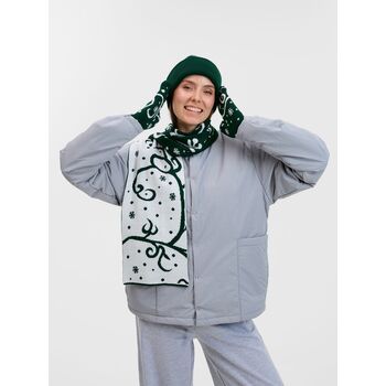 Варежки Adventino, темно-зеленый с молочным, размер L/XL
