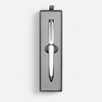 Ручка шариковая Letra Chrome в футляре, белая