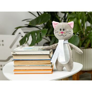 Мягкая игрушка Beastie Toys, котик с белым шарфом