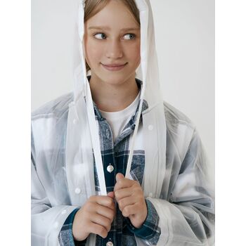 Дождевик детский RainDrop Kids, белый, 10 лет (рост 130-140)