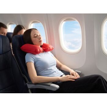 Надувная подушка под шею в чехле Sleep, красная