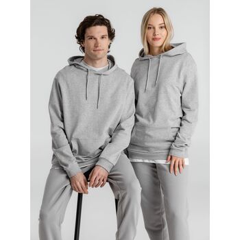 Толстовка с капюшоном унисекс Hoodie, серый меланж, размер XS