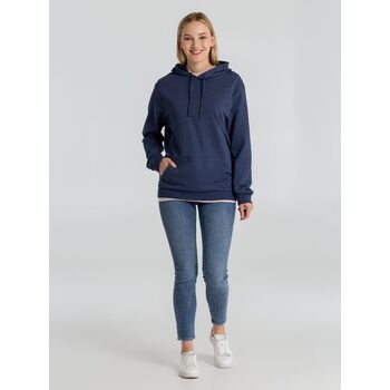 Толстовка с капюшоном унисекс Hoodie, синий меланж, размер S