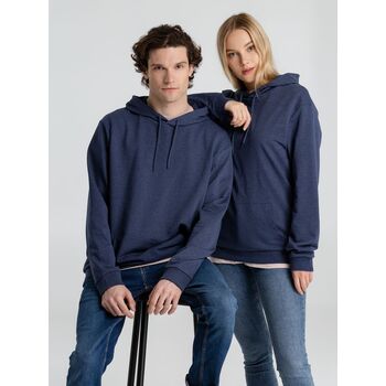 Толстовка с капюшоном унисекс Hoodie, синий меланж, размер S