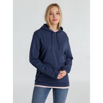 Толстовка с капюшоном унисекс Hoodie, синий меланж, размер XS