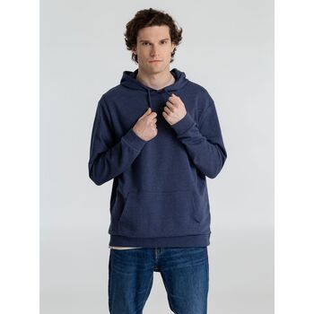 Толстовка с капюшоном унисекс Hoodie, синий меланж, размер XS