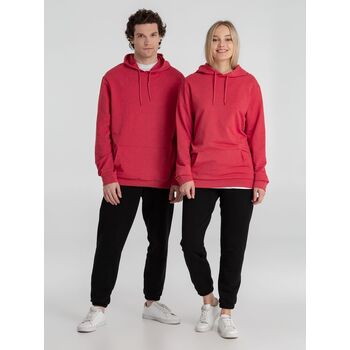 Толстовка с капюшоном унисекс Hoodie, красный меланж, размер S