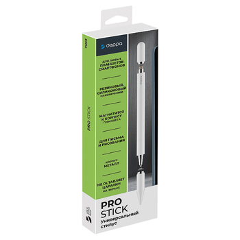 Стилус универсальный Pro Stick для планшетов и смартфонов, белый, Deppa