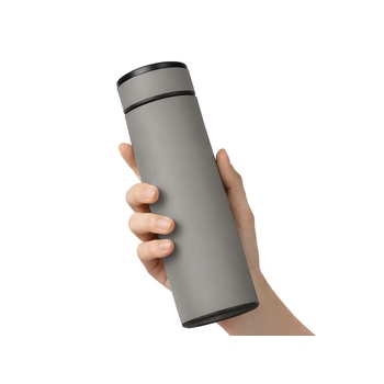 Вакуумный термос "Vacuum Flask C1", soft touch, 420мл, серый