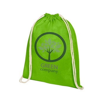 Рюкзак со шнурком Oregon хлопка плотностью 140 г/м2, лайм