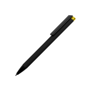 Ручка металлическая шариковая "Taper Metal" софт-тач с цветным зеркальным слоем, черный с желтым