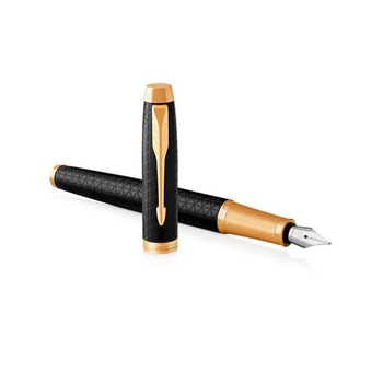 Перьевая ручка Parker IM Premium Black GT, перо: F, цвет чернил: blue, в подарочной упаковке.