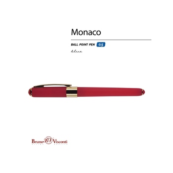 Ручка пластиковая шариковая «Monaco», 0,5мм, синие чернила, красный