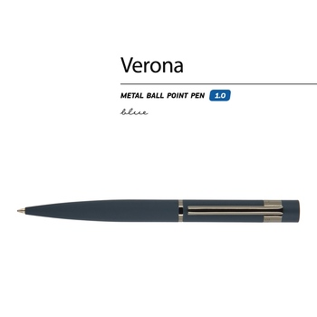 Ручка шариковая автоматическая BrunoVisconti "VERONA" цвет корпуса синий, soft-touch, 1 мм, синяя