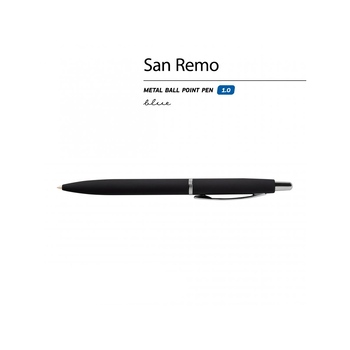 Ручка "SAN REMO" шариковая  автоматическая, черный металлический корпус, 1.00 мм, синяя