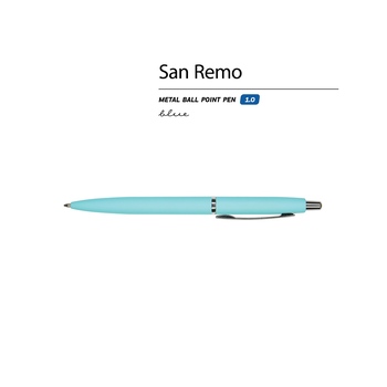Ручка металлическая шариковая "San Remo", софт-тач, 1.0 мм, голубой