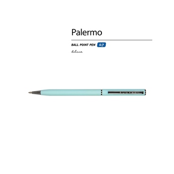 Ручка шариковая автоматическая BrunoVisconti® "PALERMO" цвет корпуса голубой, soft-touch, 0.7 мм