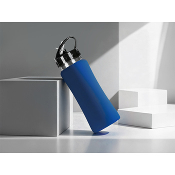 Подарочный набор с бутылкой для воды и повербанком С2, 10000 mAh, темно-синий