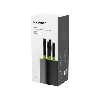 Набор из 4 кухонных ножей в универсальном блоке,  NADOBA, серия OLIVIA