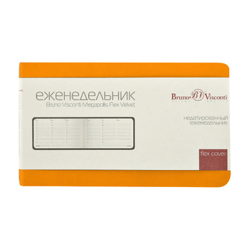Еженедельник недатированный А6 "Мегаполис Вельвет", оранжевый