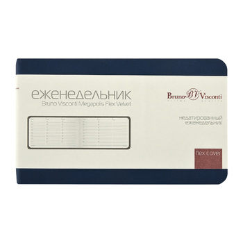 Еженедельник недатированный А6 "Мегаполис Вельвет", темно-синий