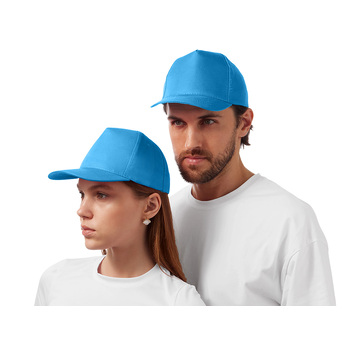 Бейсболка "Poly" 5-ти панельная 120 гр, голубой